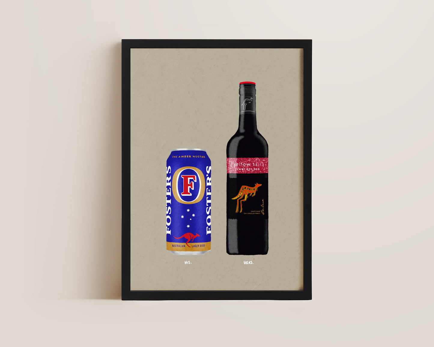 Fosters Can & Jammy Red Roo Print