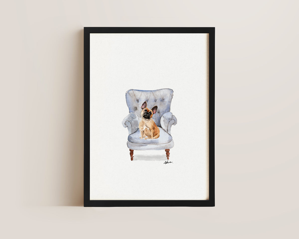 French Bulldog in Chair Print
