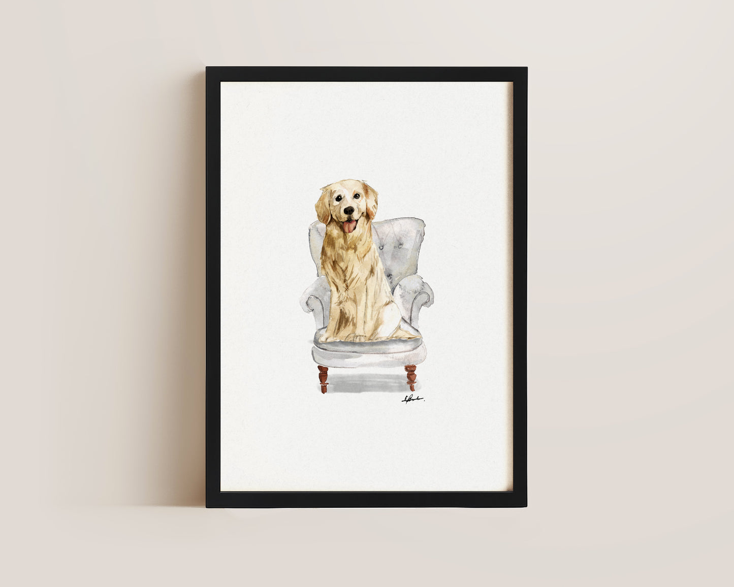 Golden Retriever in Chair Print