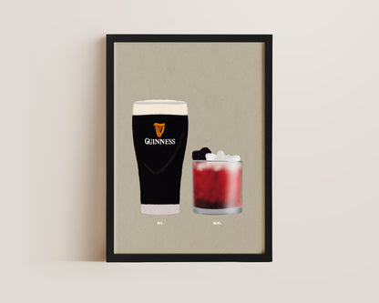 Guinness & Bramble Cocktail Print