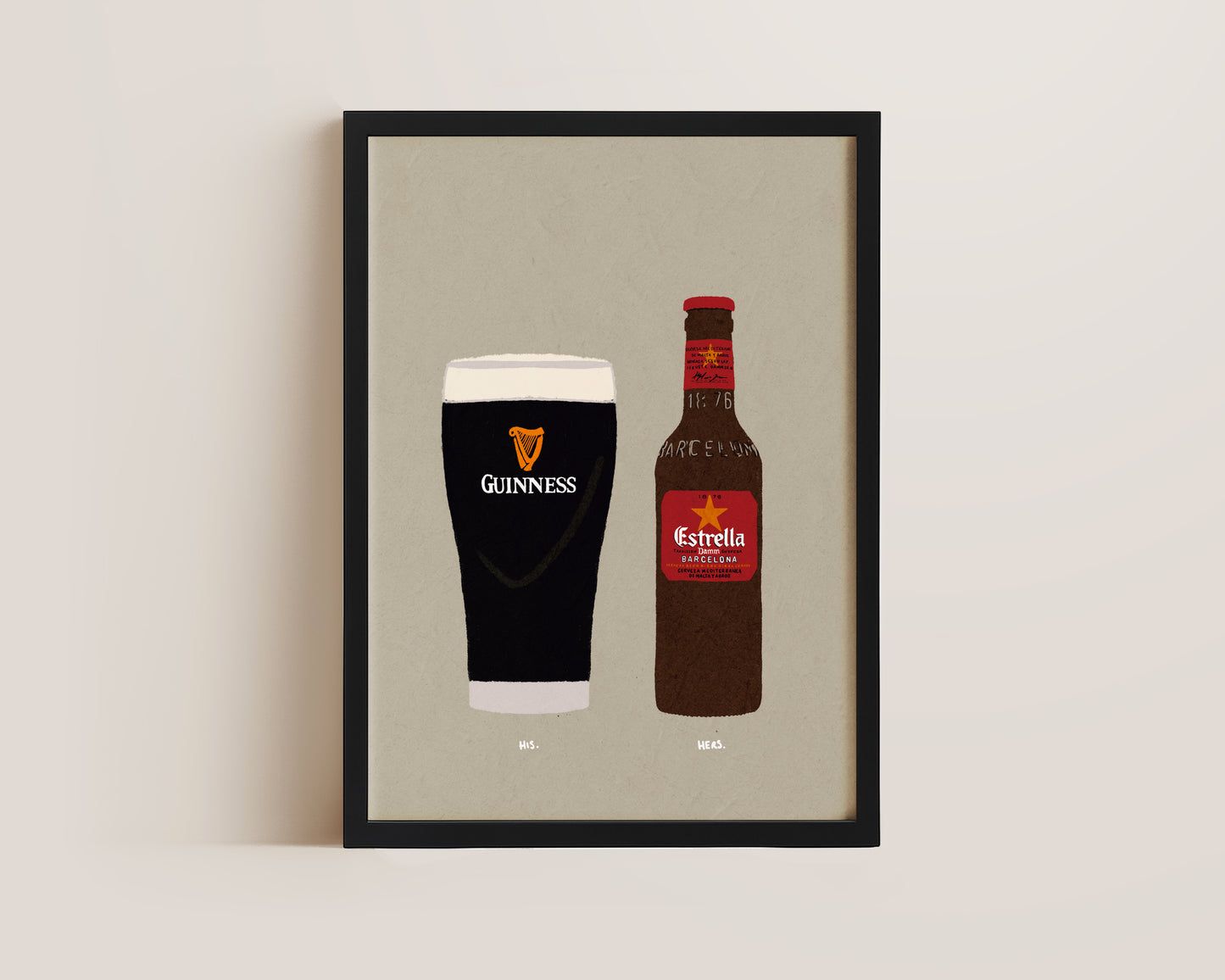 Guinness & Estrella Bottle Print