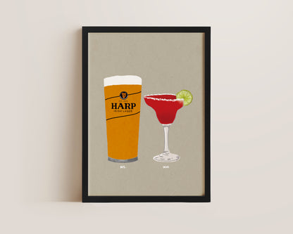 Harp Lager & Strawberry Margarita Print