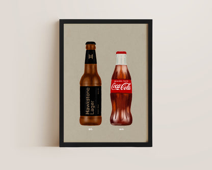 Hawkstone Lager & Coke Bottle Print
