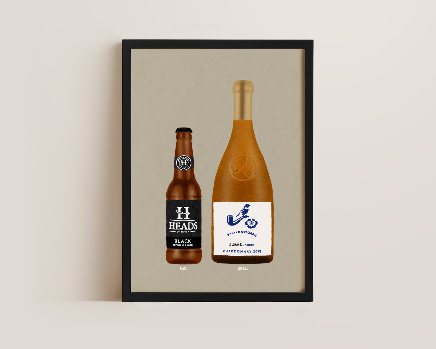 Heads Japanese Black Lager & Babylonstoren Chardonnay Print