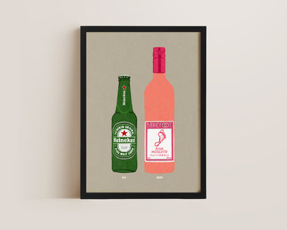 Heineken & Pink Moscato Print