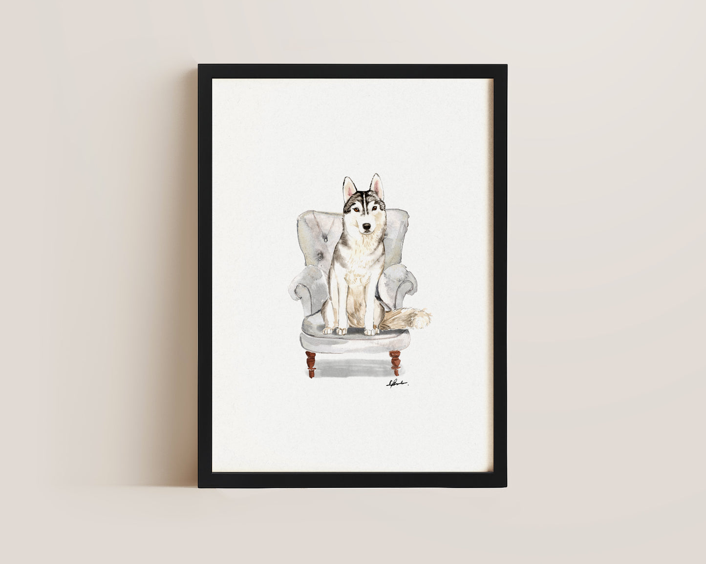 Husky in Chair Print