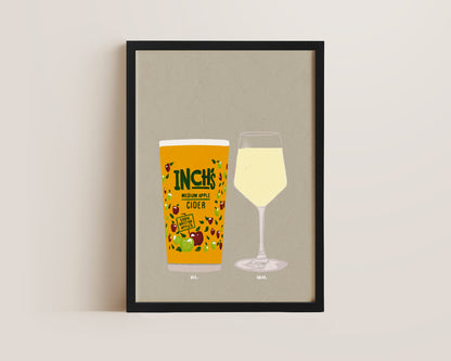 Inch's & White Wine Print