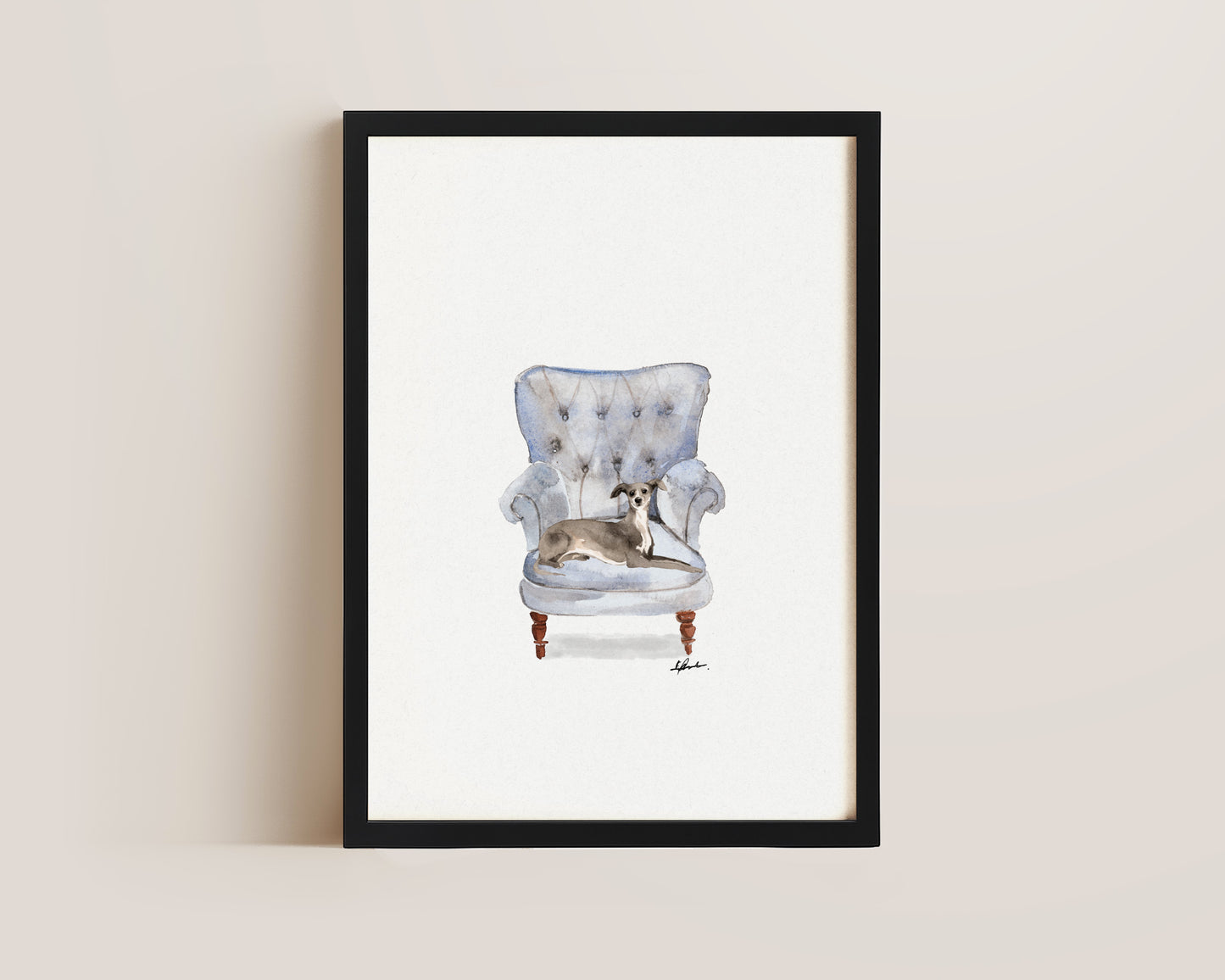 Italian Greyhound in Chair Print