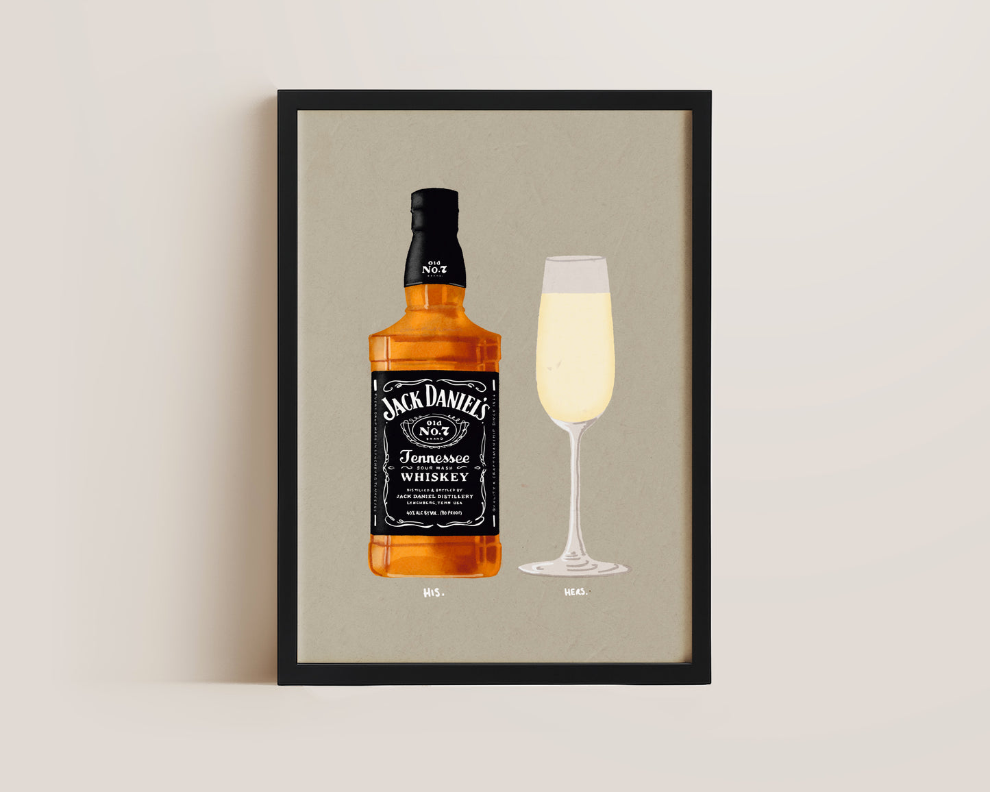 Jack Daniel's & Prosecco Glass Print