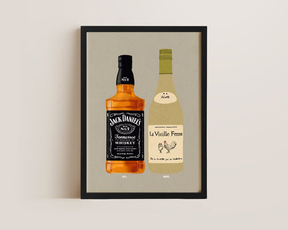 Jack Daniel's & White Chicken Wine Print