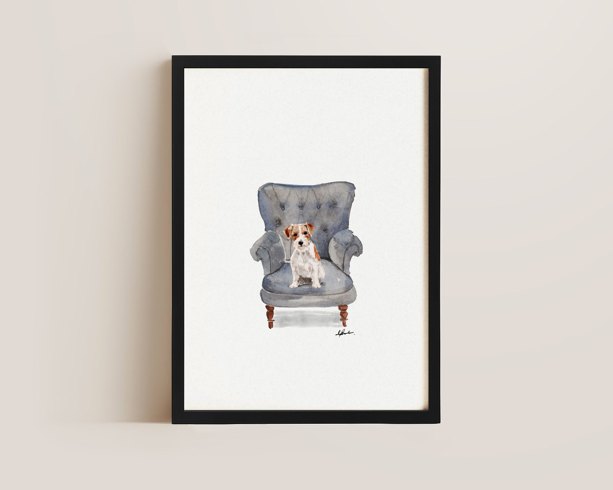 Jack Russell in Chair Print