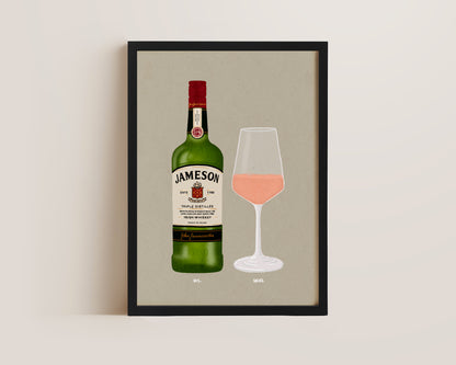Jameson Whisky & Rose Print