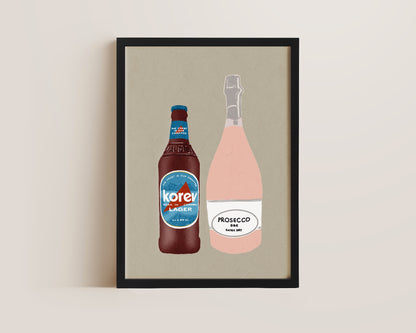 Korev Beer & Pink Prosecco Print