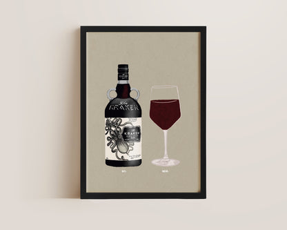Kraken & Red Wine Print