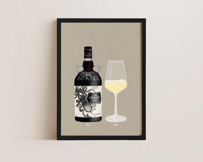 Kraken & White Wine Print