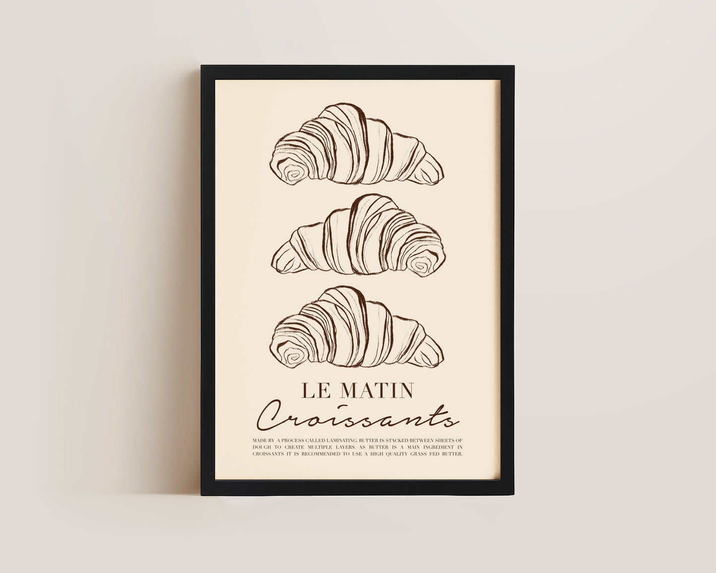 Le Matin Croissant Print In Brown