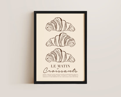 Le Matin Croissant Print In Brown