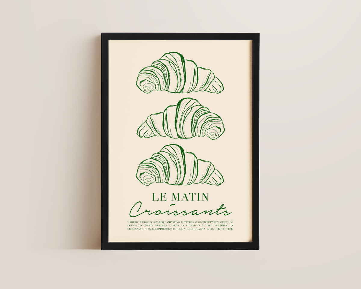 Le Matin Croissant Print In Green