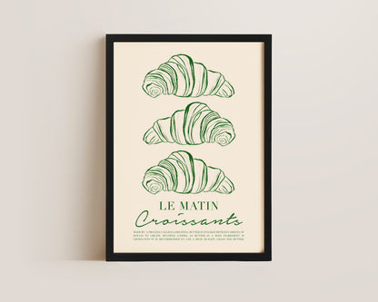 Le Matin Croissant Print In Green