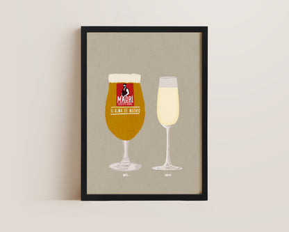 Madri & Prosecco Glass Print