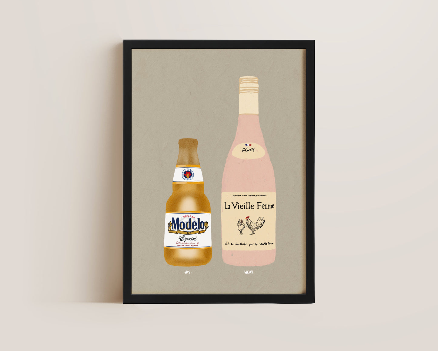 Modelo & Chicken Wine Print