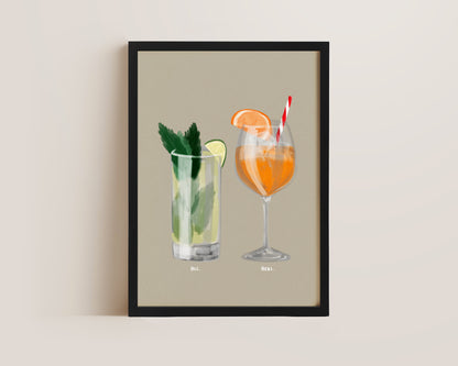 Mojito & Aperol Spritz Couples Drink Print