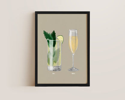 Mojito & Prosecco Couples Drink Print
