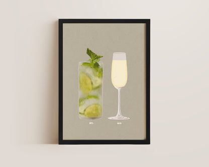 Mojito & Prosecco Glass Print
