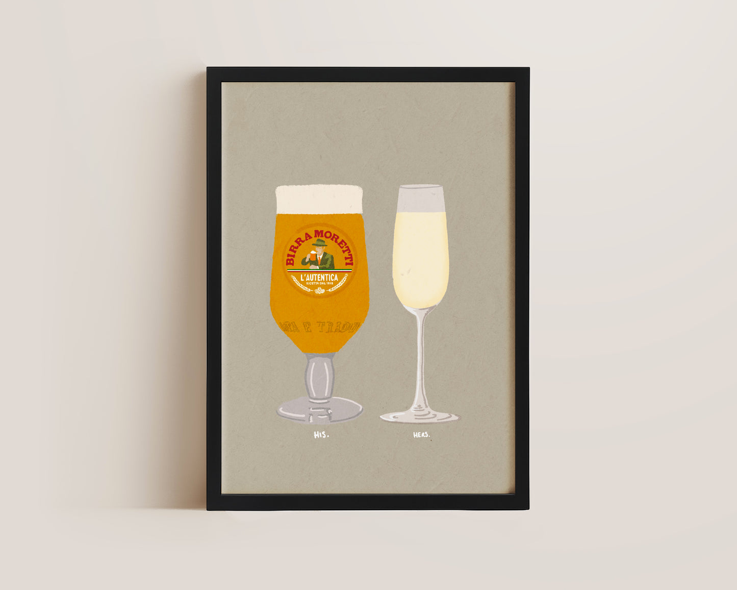 Moretti & Prosecco Glass Print
