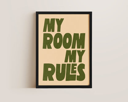 My Room My Rules Green Print