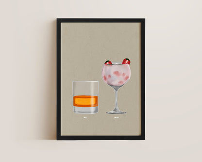 Whisky & Pink Gin Print