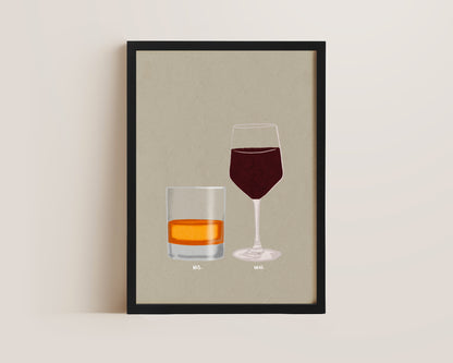 Whisky & Red Wine Print