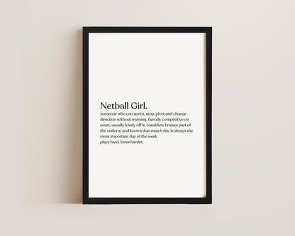Netball Girl Definition Print