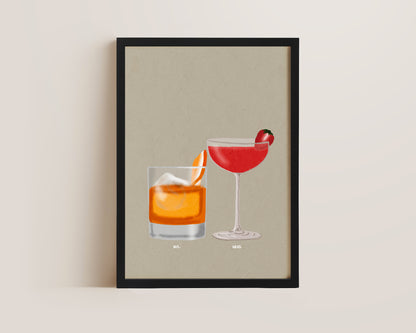 Old Fashioned & Strawberry Daiquiri Print