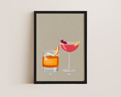 Old Fashioned & French Martini Print