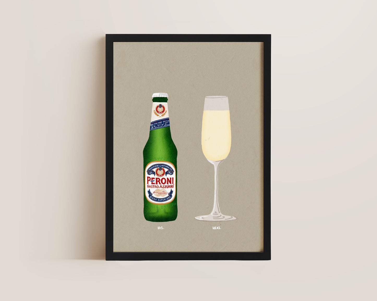 Peroni Bottle & Champagne Print