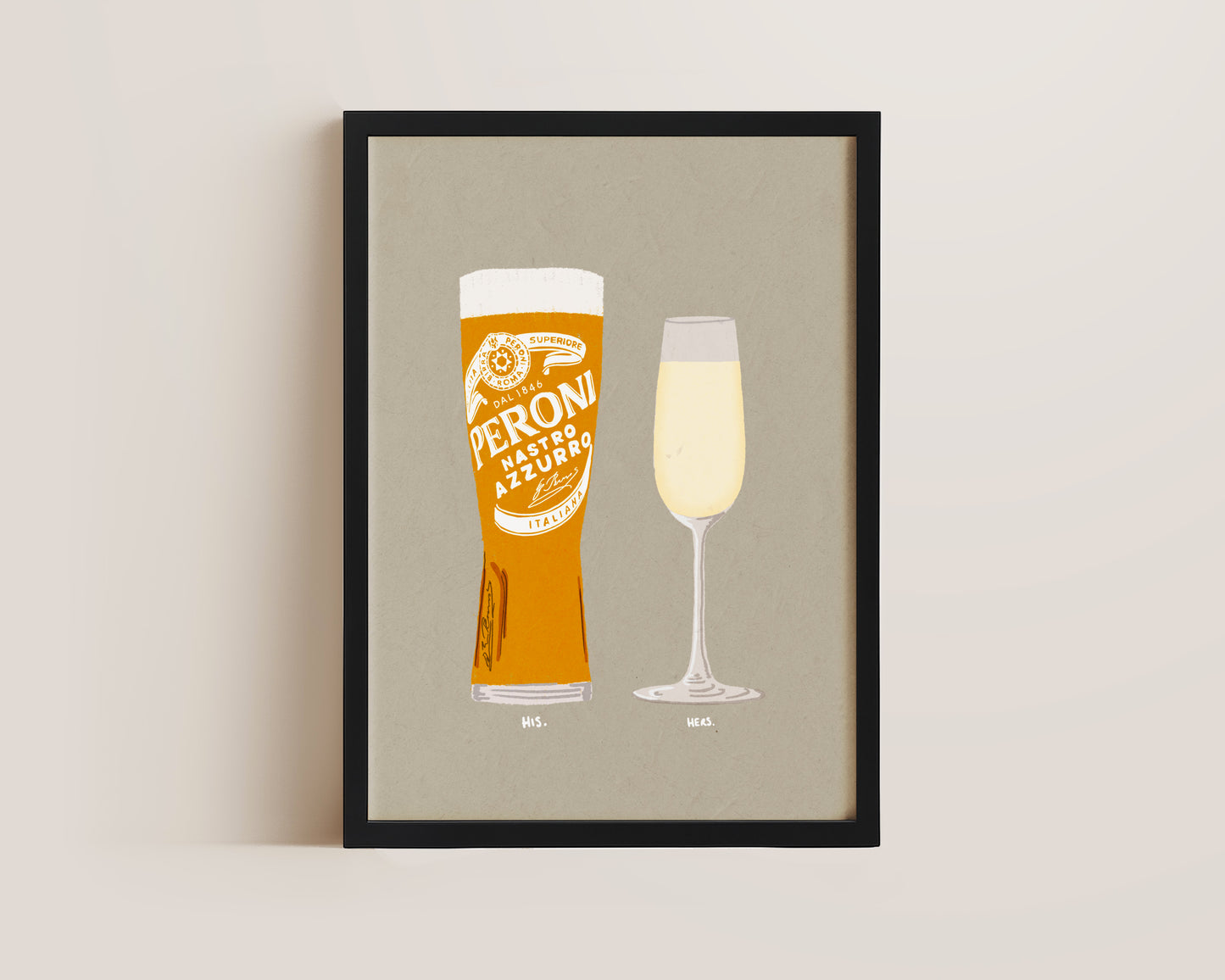 Peroni & Prosecco Glass Print