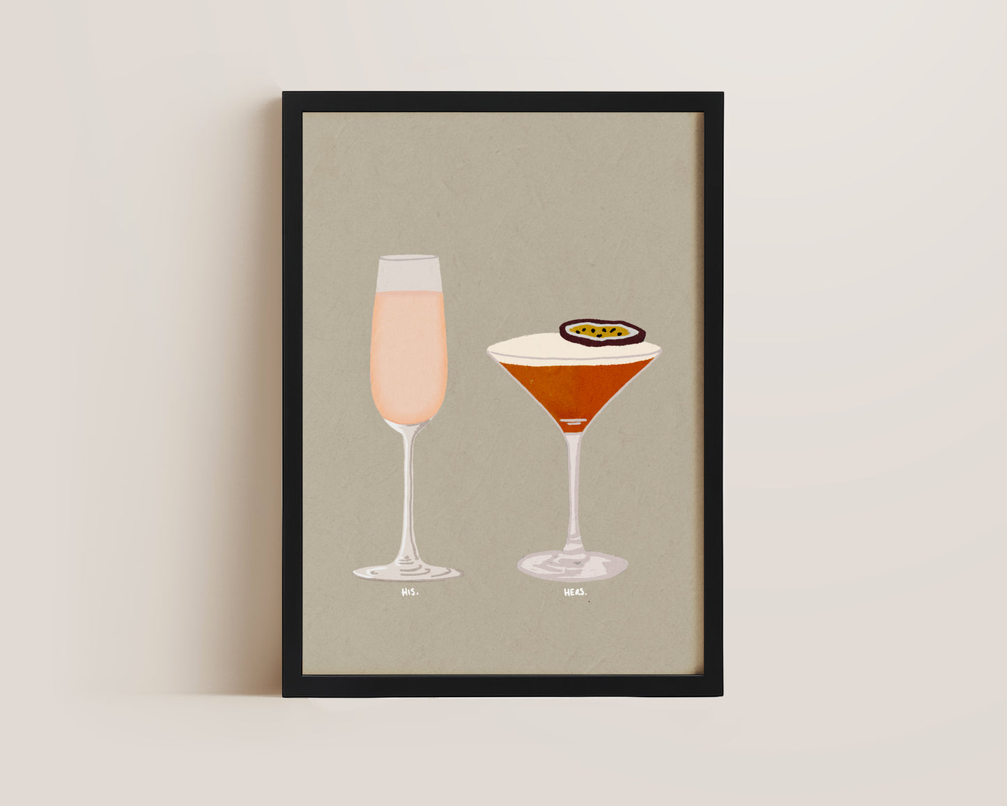 Pink Prosecco Glass & Pornstar Martini Print