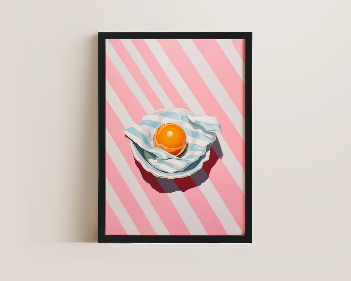 Pink Striped Egg Wall Art Print