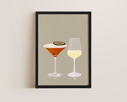 Pornstar Martini & White Wine Print