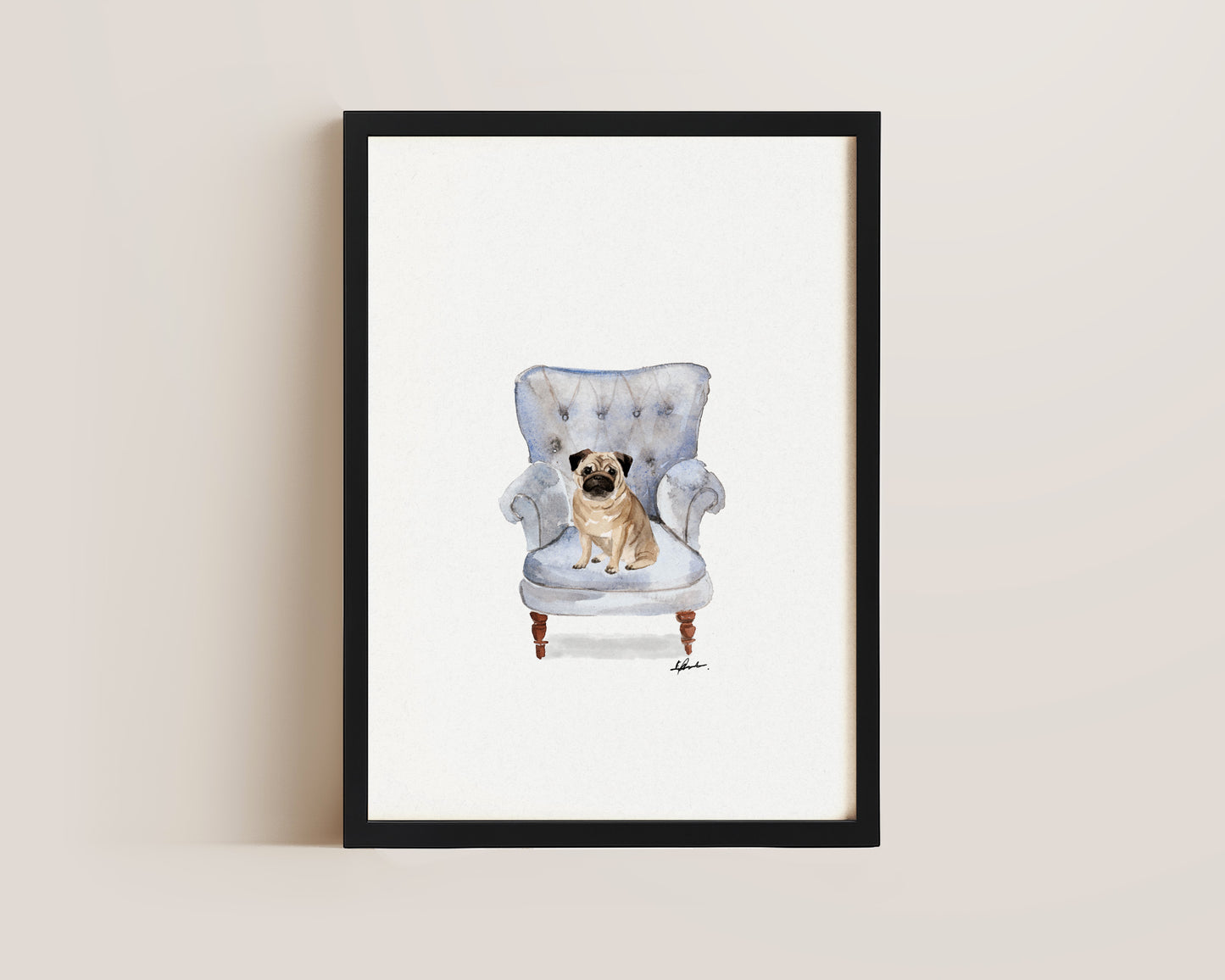 Pug in Chair Print