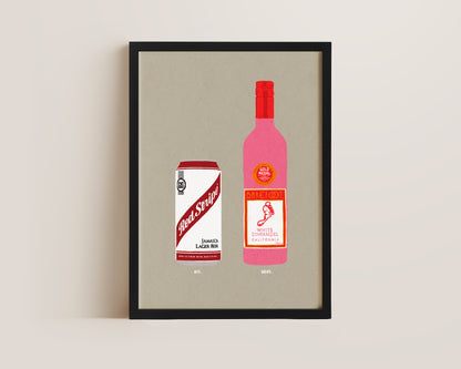 Red Stripe & White Zinfandel Print