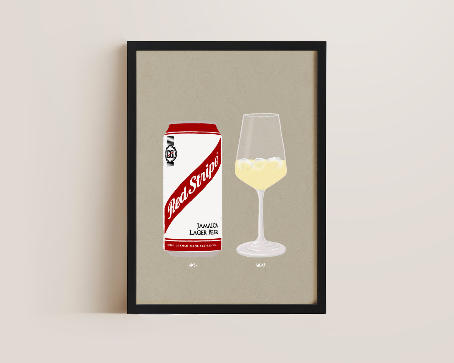 Red Stripe & White Wine Ice Print