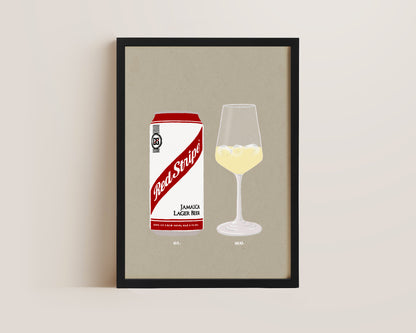 Red Stripe & White Wine Ice Print