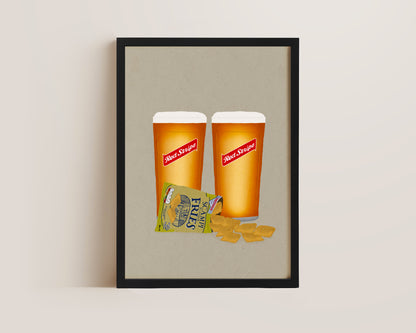 Red Stripe & Scampi Fries Print