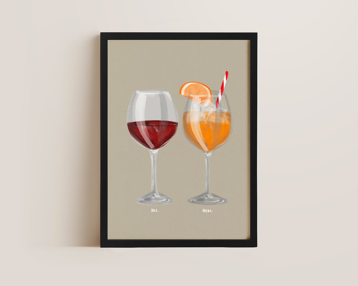 Red Wine & Aperol Spritz Couples Drink Print