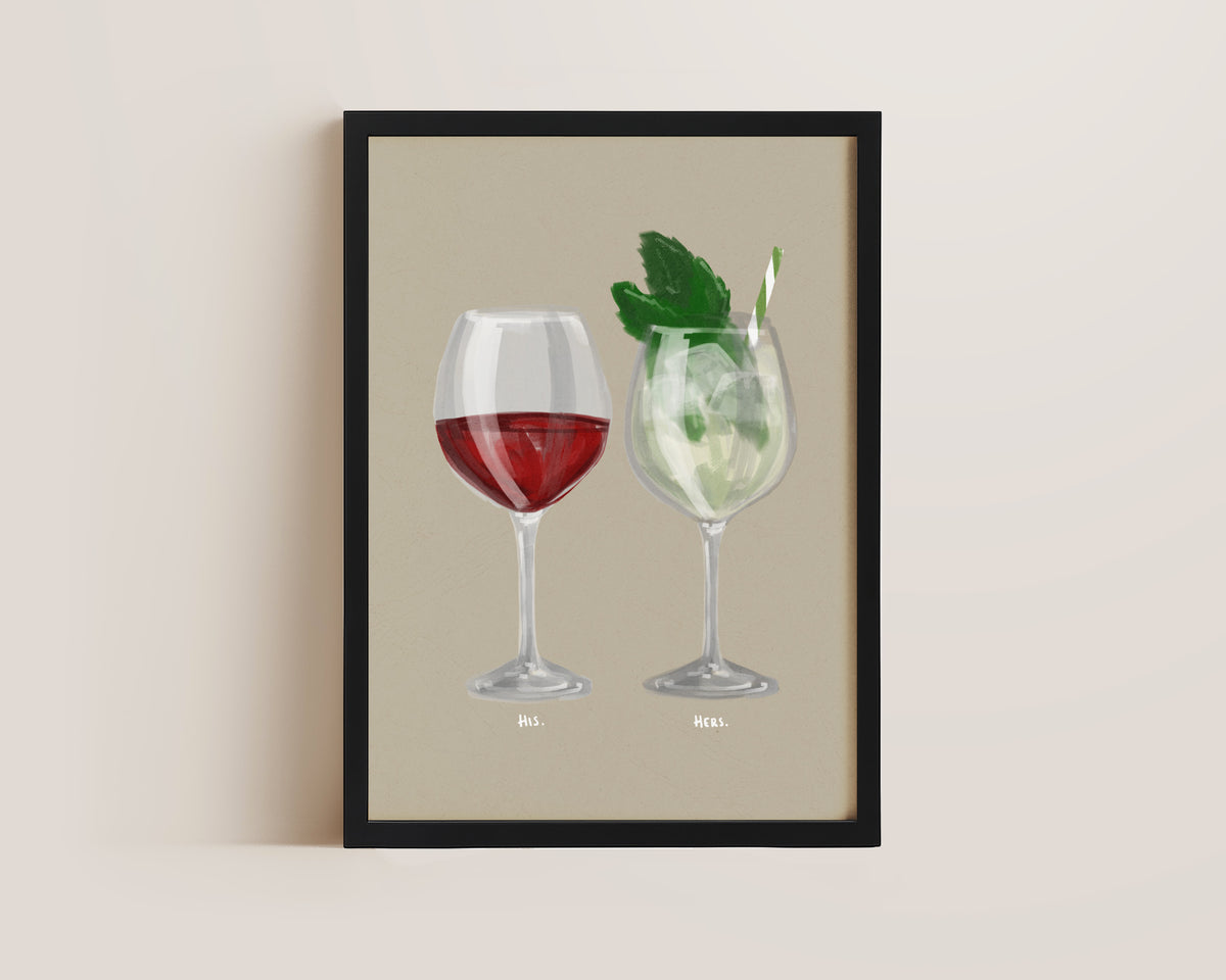 Red Wine & Hugo Spritz Couples Drink Print