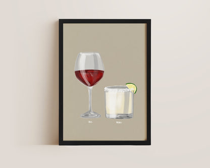 Red Wine & Margarita Couples Drink Print