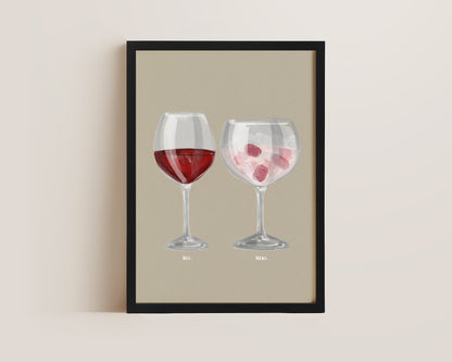 Red Wine & Pink Gin Couples Drink Print