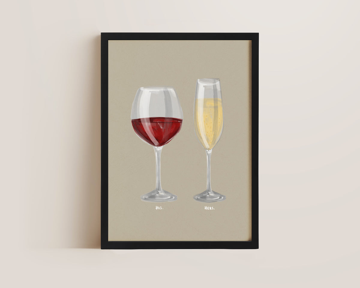 Red Wine & Prosecco Couples Drink Print